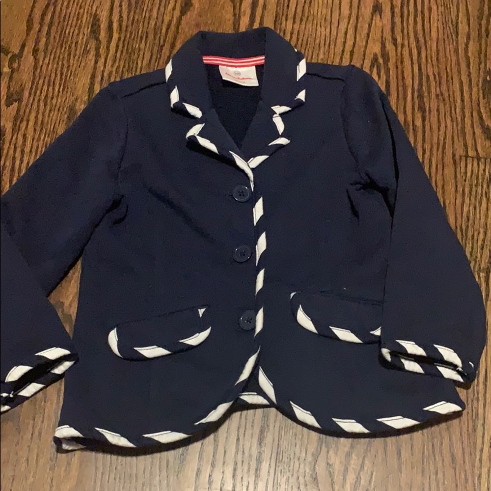 Hanna Anderson navy blue 4T stripe blazer jacket